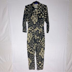 Vintage Impromptu Abstract Print Long Sleeve Jumpsuit Romper L